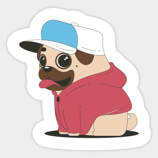 Hippy Pug Sticker